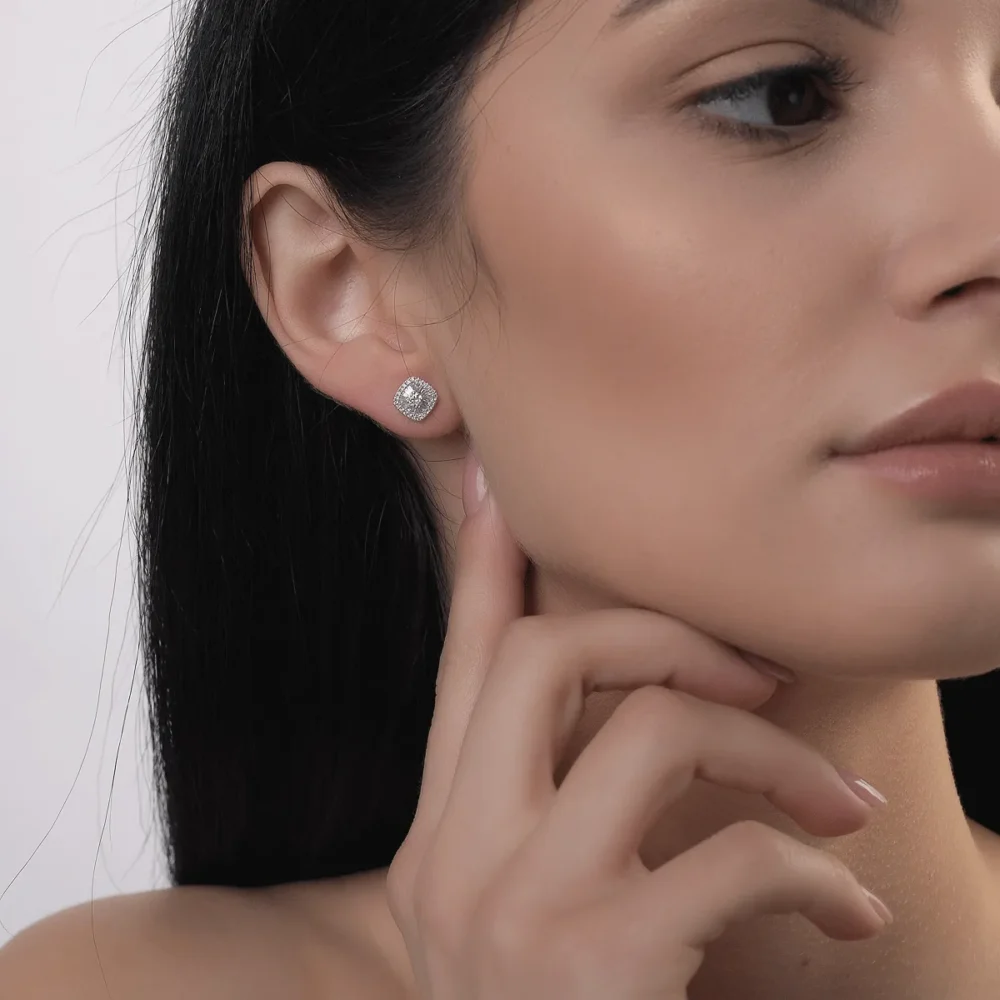 Cercei din aur alb cu diamante de 0.4ct - imagine 4