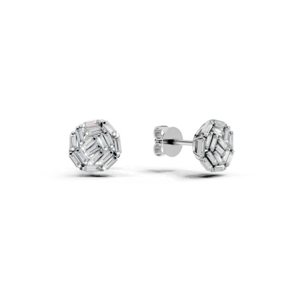 Cercei din aur alb cu diamante baguette tapered de 0.51ct