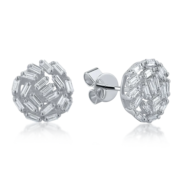 Cercei din aur alb cu diamante baguette tapered de 0.62ct