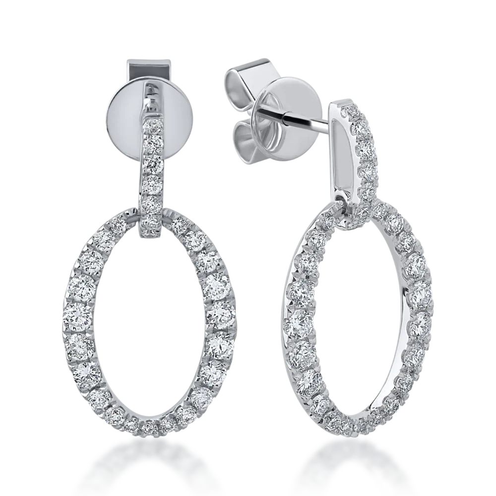 Cercei din aur alb cu diamante de 0.68ct