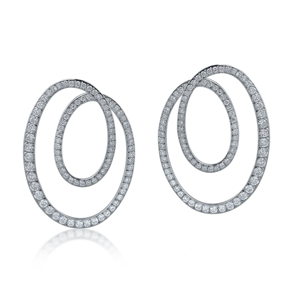 Cercei din aur alb cu diamante de 0.68ct - imagine 2