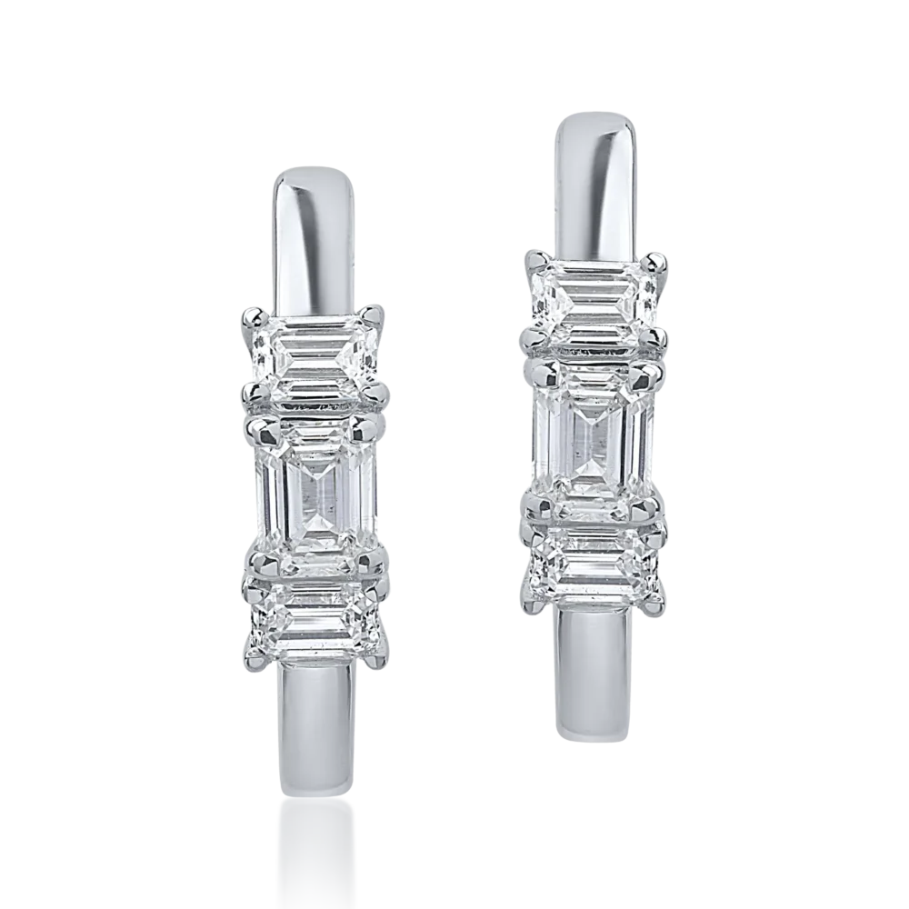 Cercei din aur alb cu diamante octogonale de 0.71ct - imagine 2