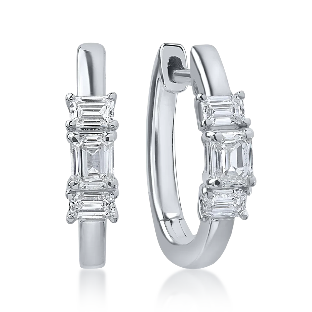 Cercei din aur alb cu diamante octogonale de 0.71ct