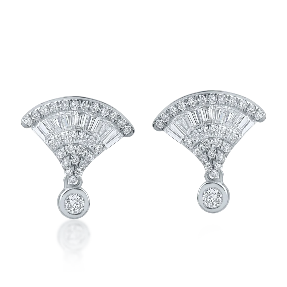 Cercei din aur alb cu diamante de 0.72ct - imagine 2