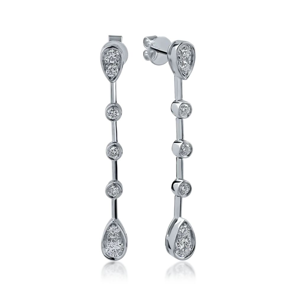 Cercei din aur alb cu diamante de 0.75ct