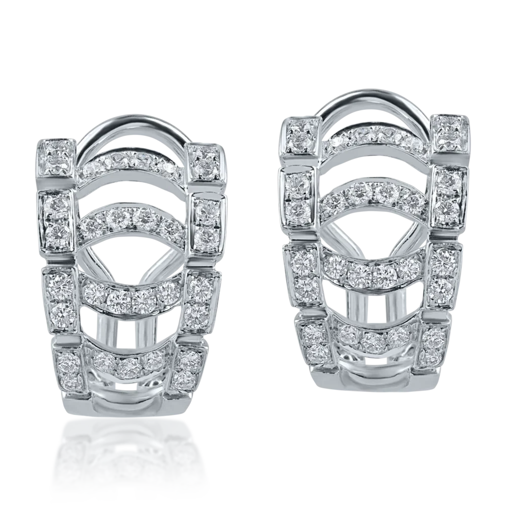 Cercei din aur alb cu diamante de 0.77ct - imagine 2