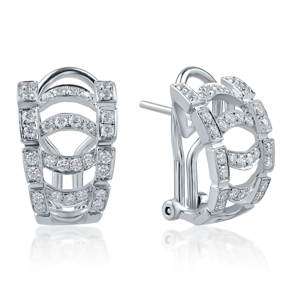 Cercei din aur alb cu diamante de 0.77ct