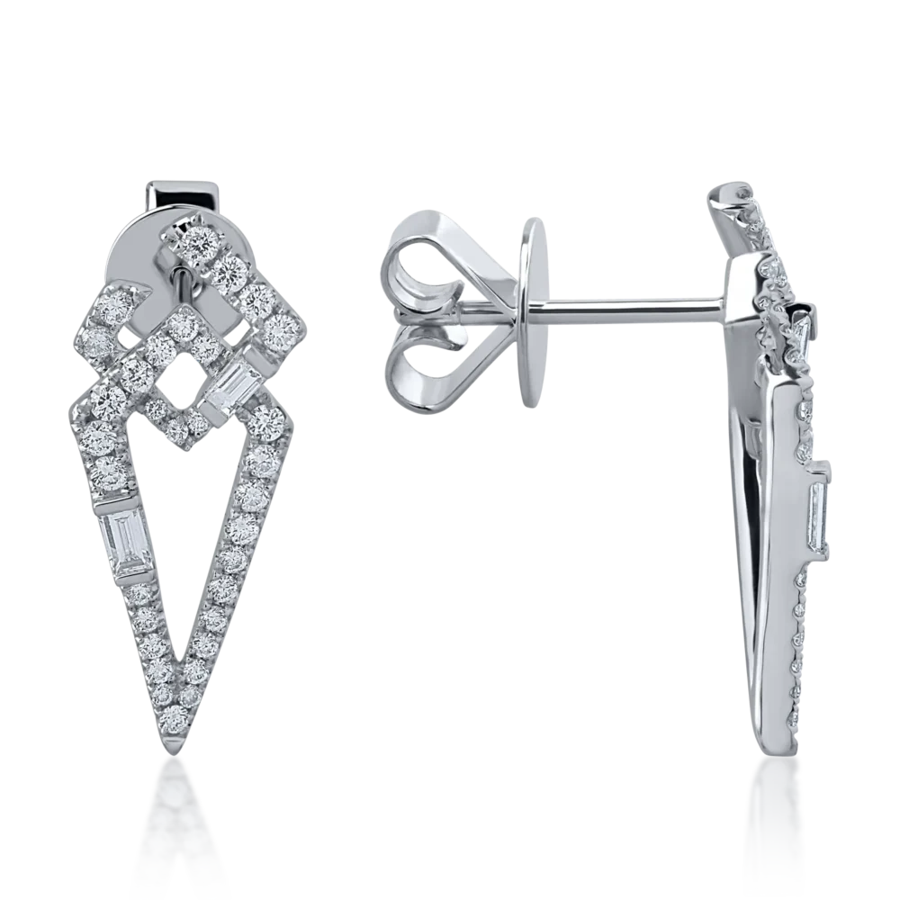 Cercei din aur alb cu diamante baguette si rotunde de 0.784ct - imagine 3