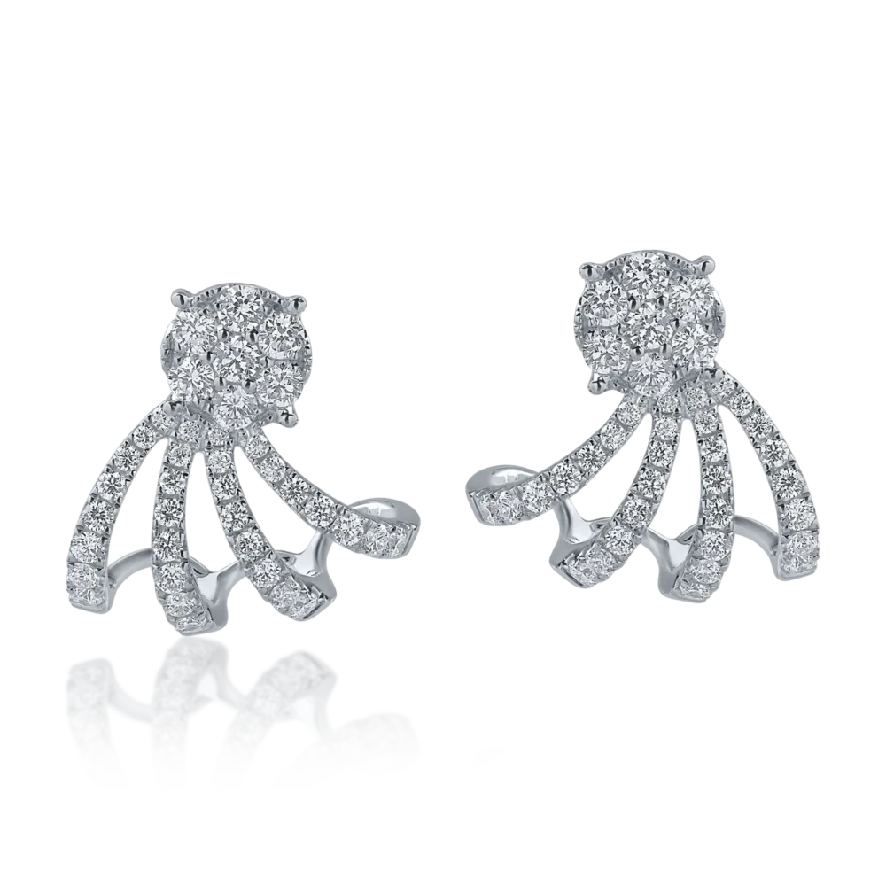 Cercei din aur alb cu diamante de 0.78ct - imagine 2