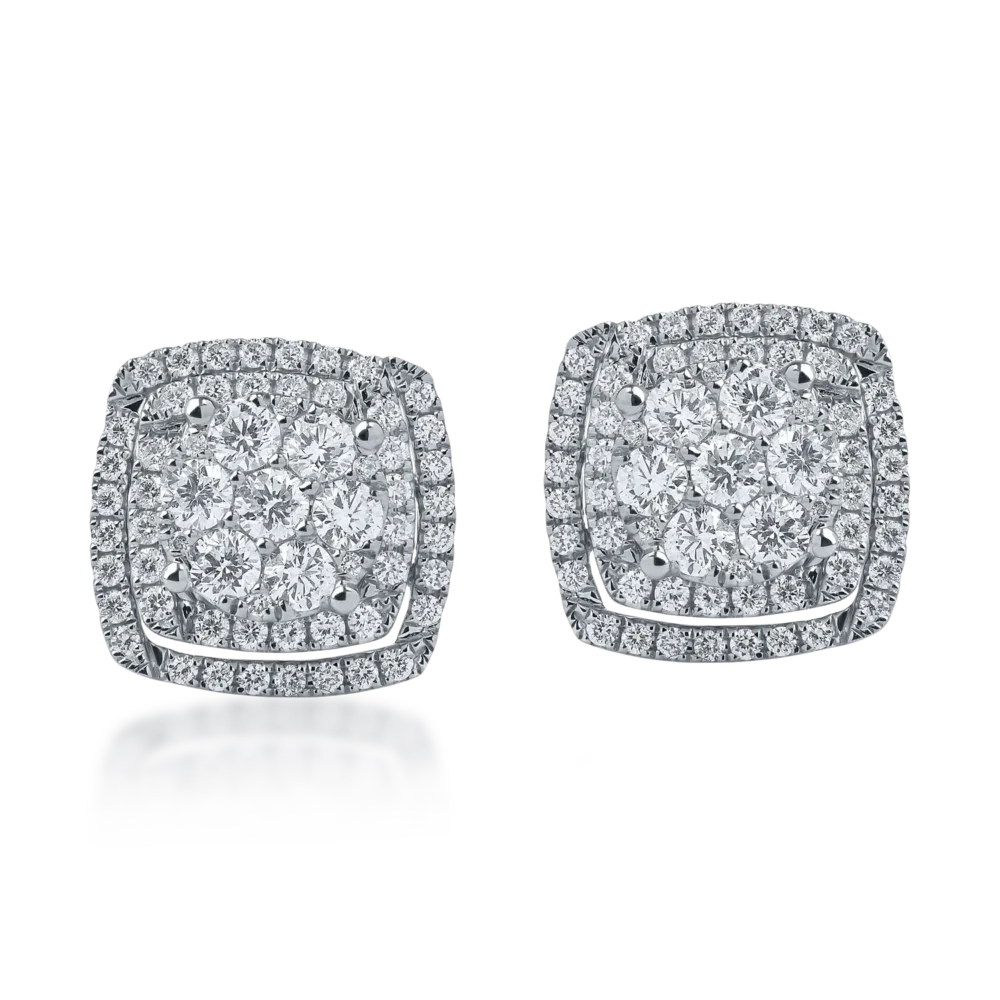 Cercei din aur alb cu diamante de 0.7ct - imagine 2