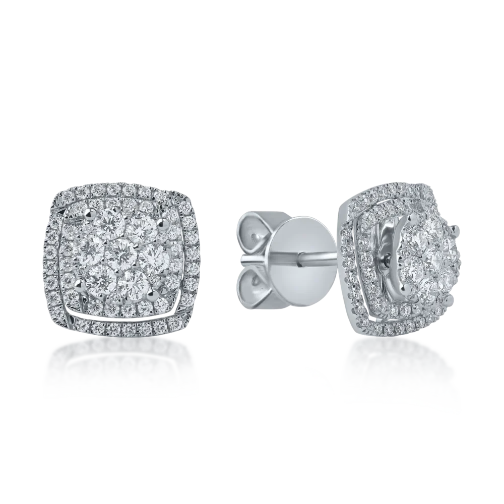 Cercei din aur alb cu diamante de 0.7ct