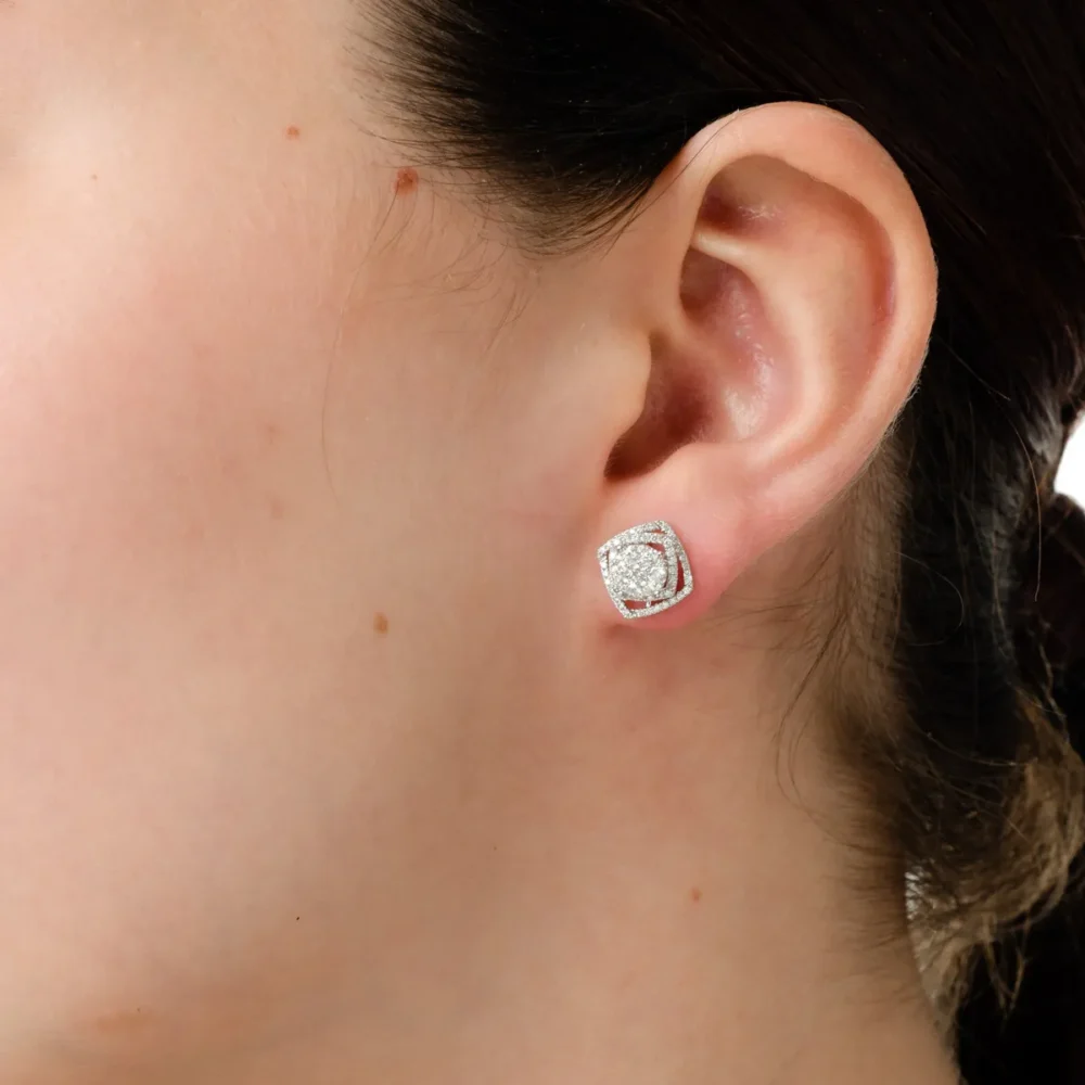 Cercei din aur alb cu diamante de 0.7ct - imagine 3