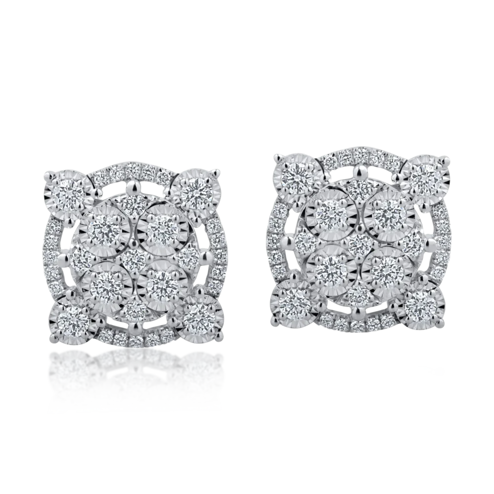 Cercei din aur alb cu diamante de 0.7ct - imagine 2