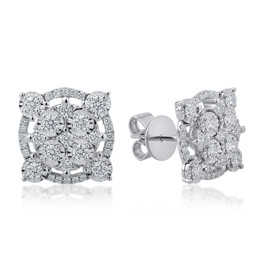 Cercei din aur alb cu diamante de 0.7ct