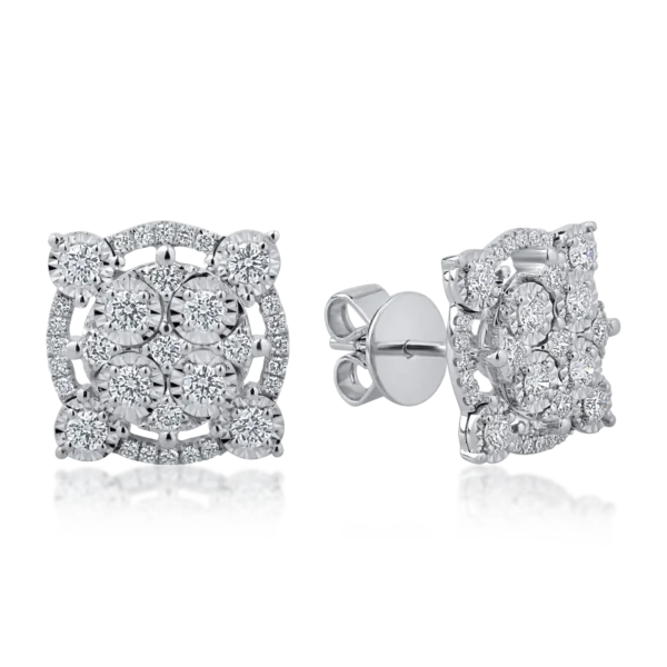 Cercei din aur alb cu diamante de 0.7ct