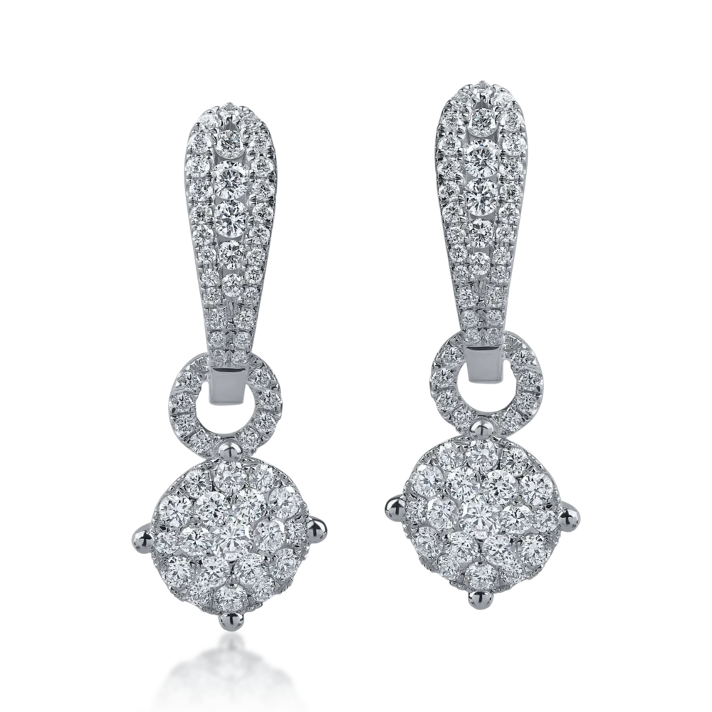 Cercei din aur alb cu diamante de 0.7ct - imagine 2