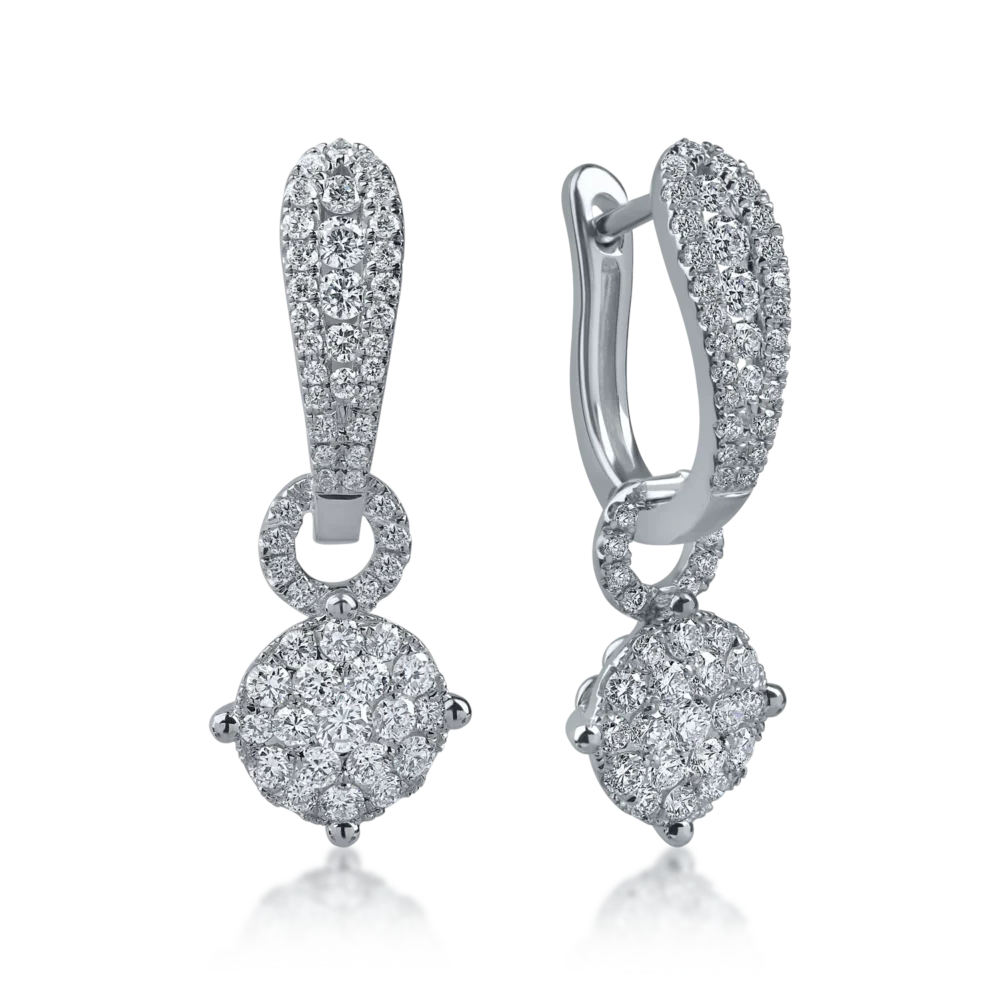 Cercei din aur alb cu diamante de 0.7ct