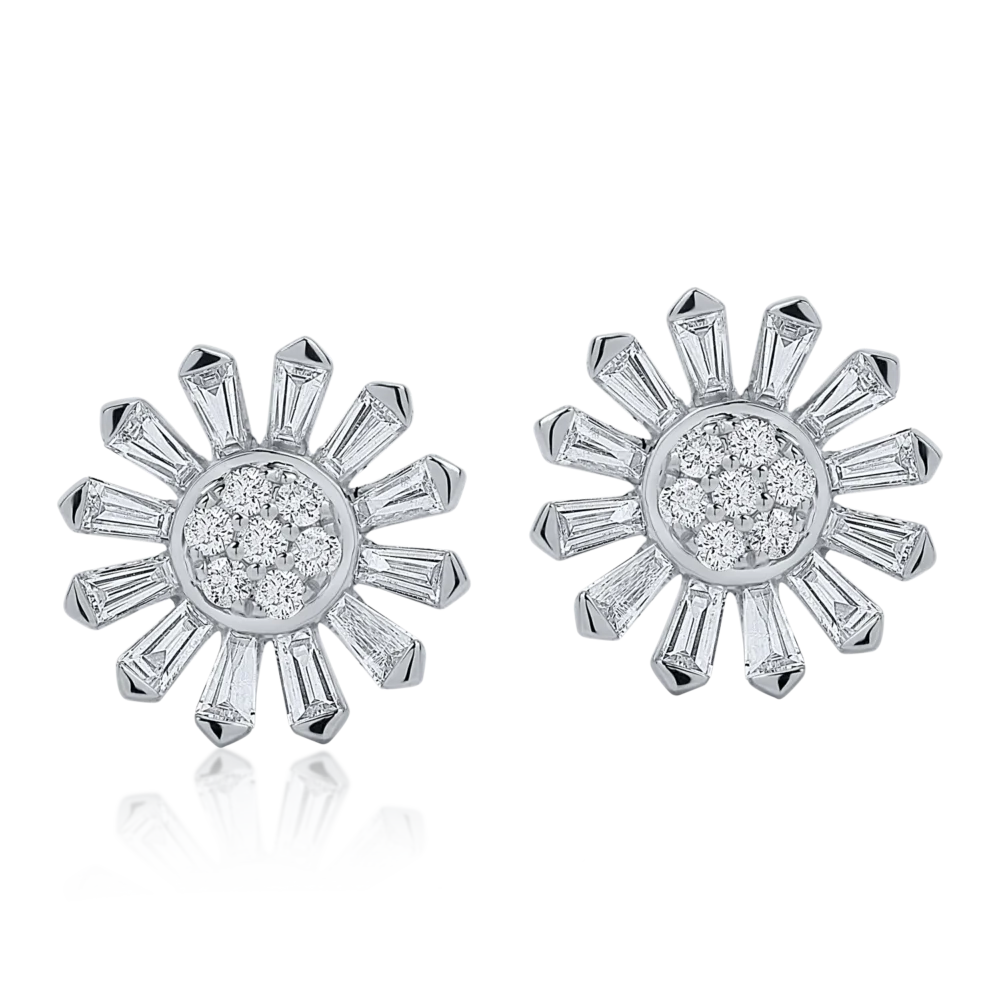 Cercei din aur alb cu diamante de 0.81ct - imagine 2