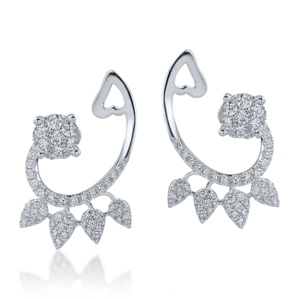 Cercei din aur alb cu diamante de 0.81ct - imagine 2