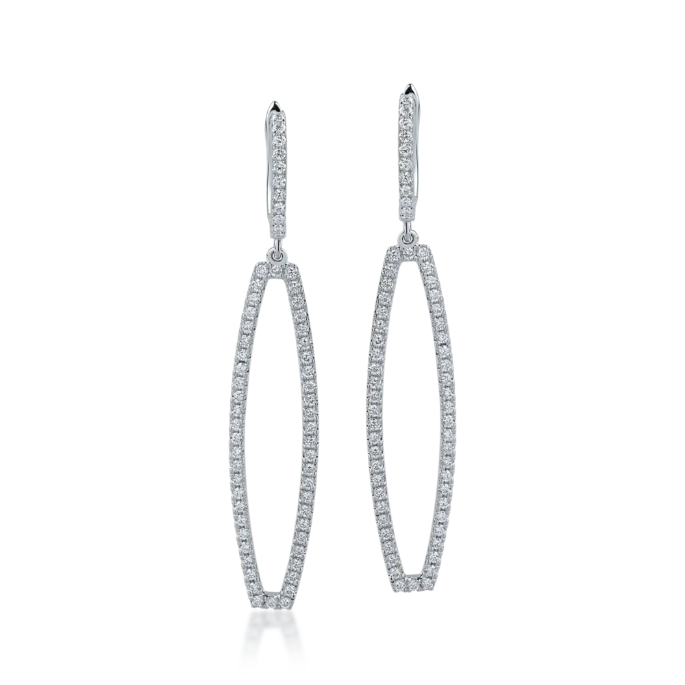 Cercei din aur alb cu diamante de 0.83ct - imagine 2