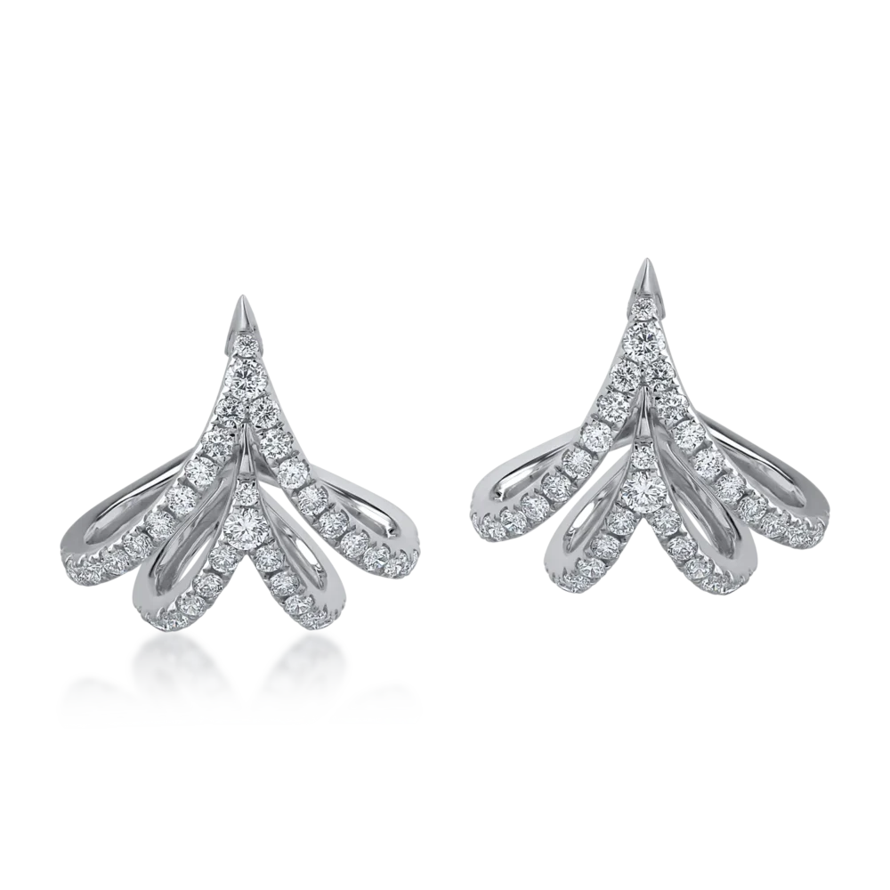 Cercei din aur alb cu diamante de 0.84ct - imagine 2