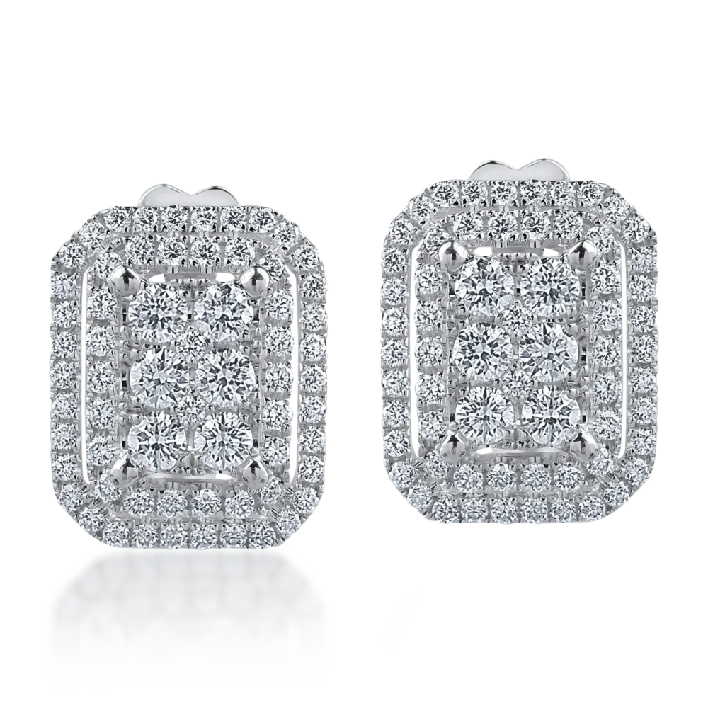 Cercei din aur alb cu diamante de 0.8ct - imagine 2