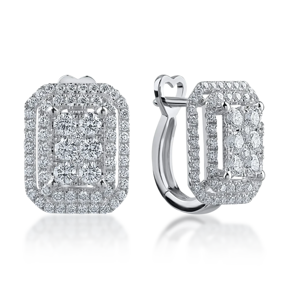 Cercei din aur alb cu diamante de 0.8ct