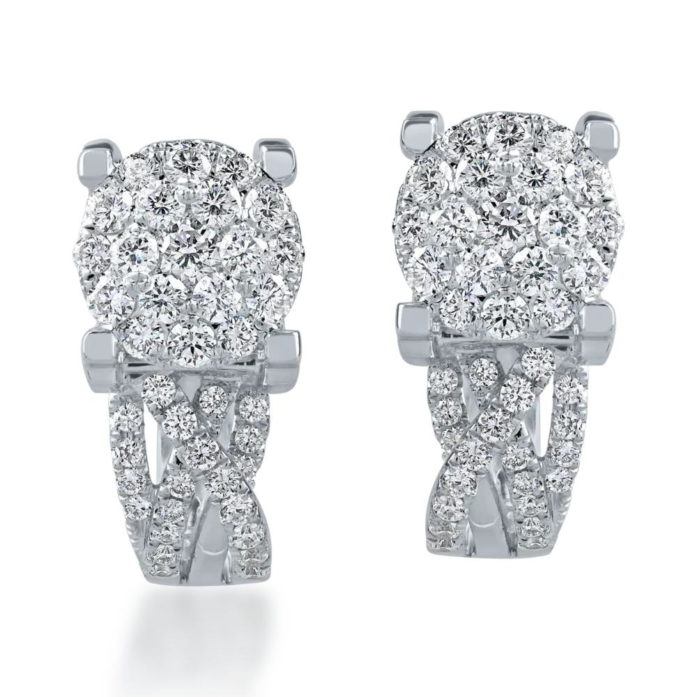 Cercei din aur alb cu diamante de 0.8ct - imagine 2