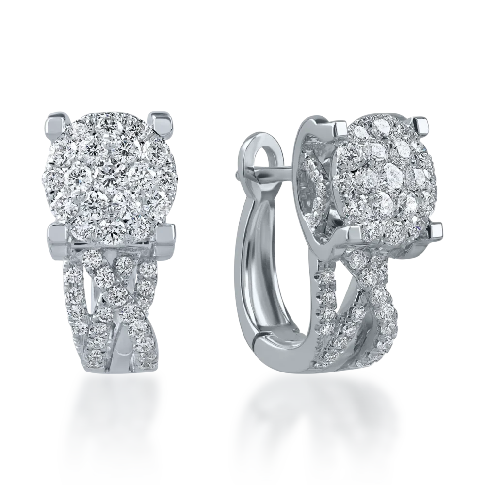 Cercei din aur alb cu diamante de 0.8ct