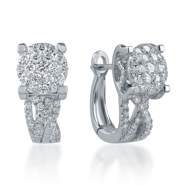 Cercei din aur alb cu diamante de 0.8ct