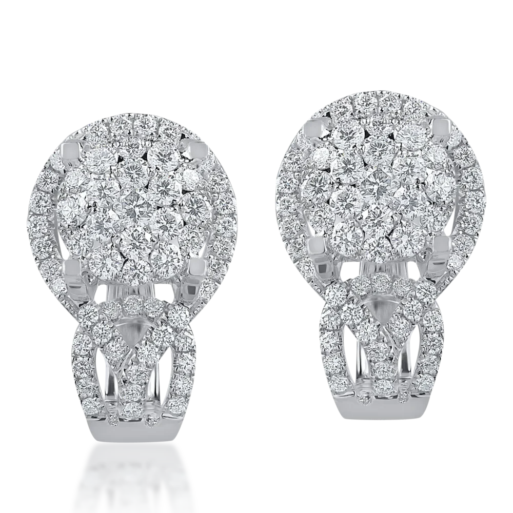 Cercei din aur alb cu diamante de 0.92ct - imagine 2