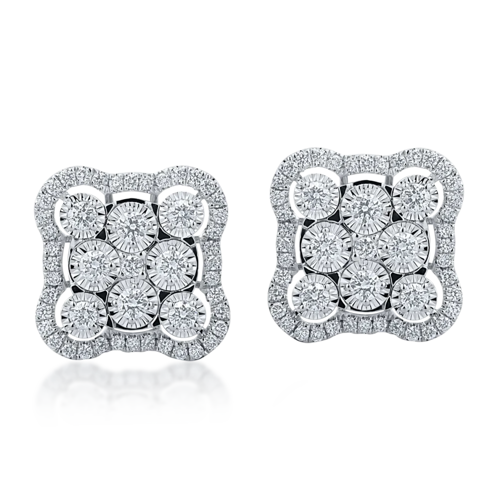 Cercei din aur alb cu diamante de 0.94ct - imagine 2
