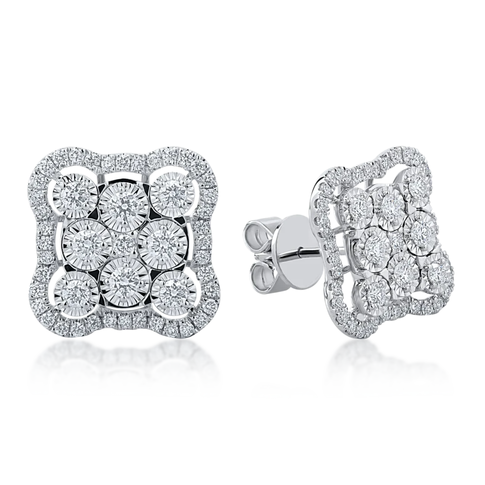Cercei din aur alb cu diamante de 0.94ct