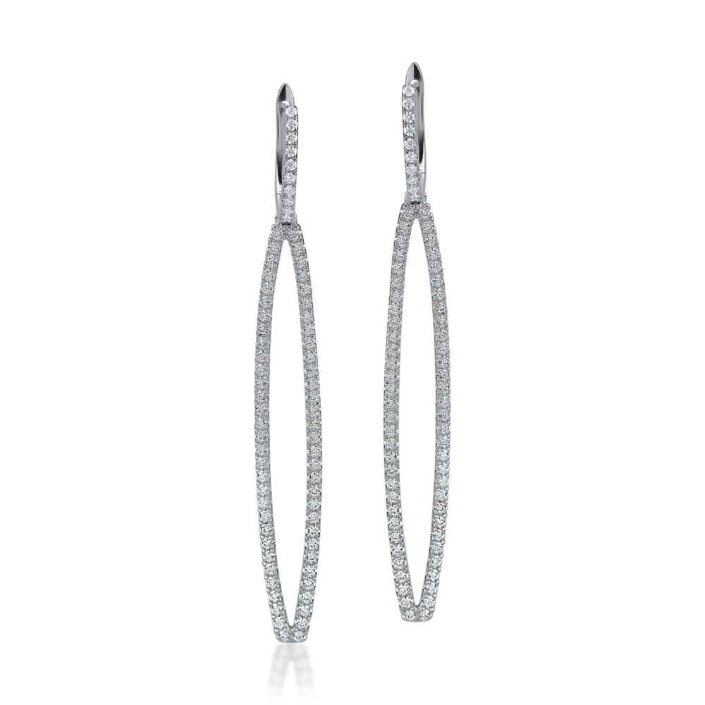 Cercei din aur alb cu diamante de 0.95ct - imagine 2