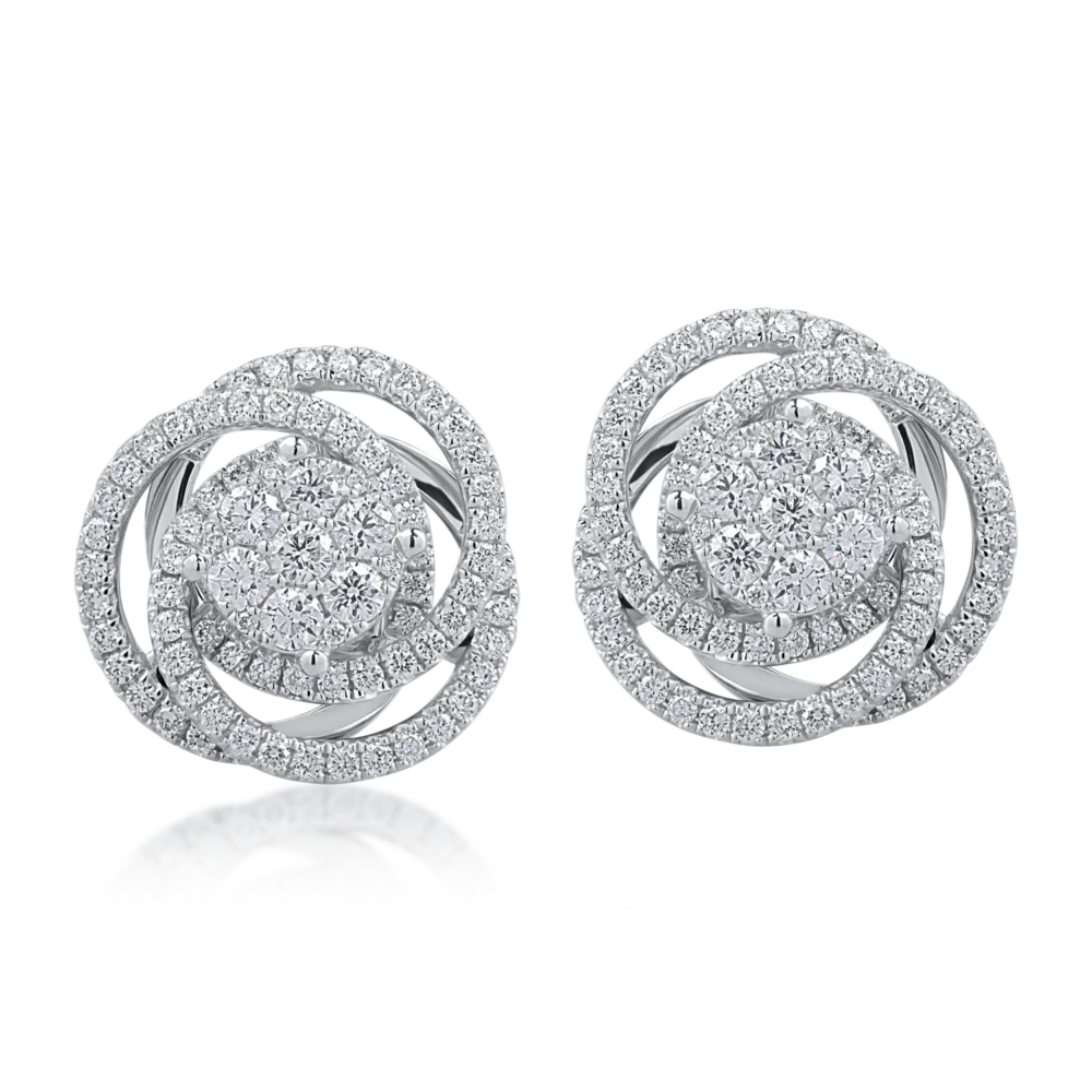 Cercei din aur alb cu diamante de 0.96ct - imagine 2