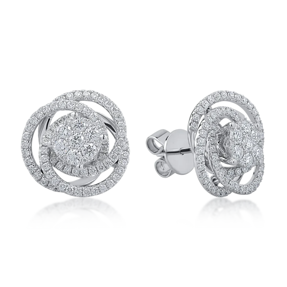 Cercei din aur alb cu diamante de 0.96ct