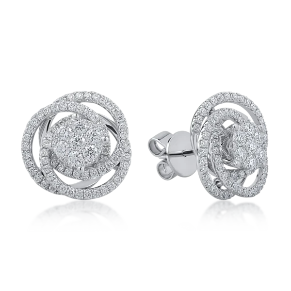 Cercei din aur alb cu diamante de 0.96ct