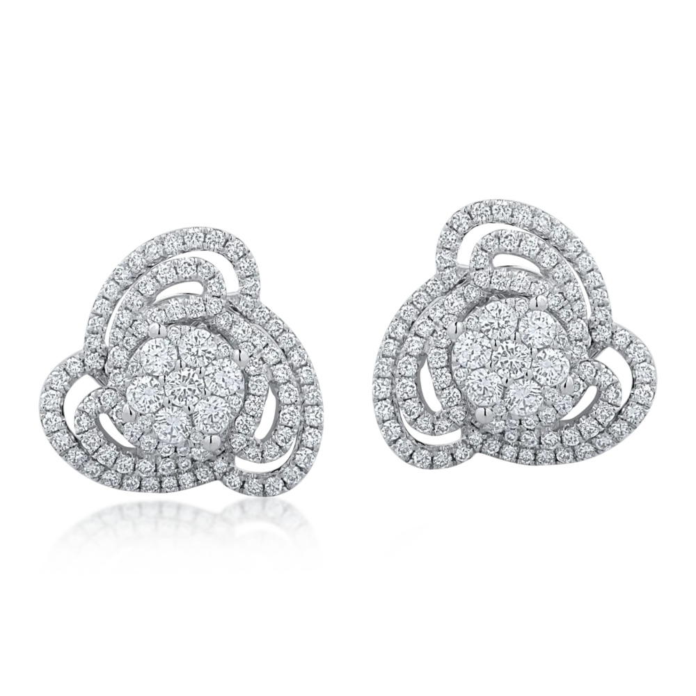 Cercei din aur alb cu diamante de 0.97ct - imagine 2