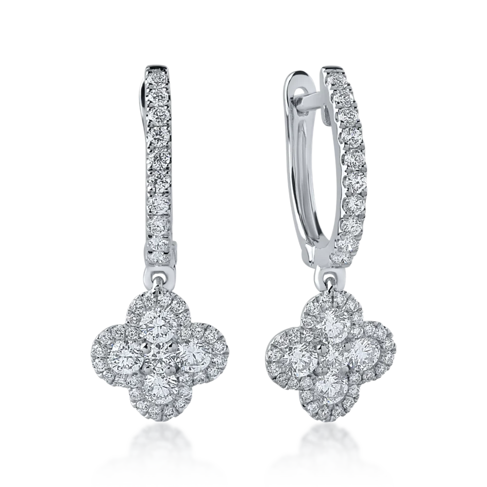 Cercei din aur alb cu diamante de 0.98ct