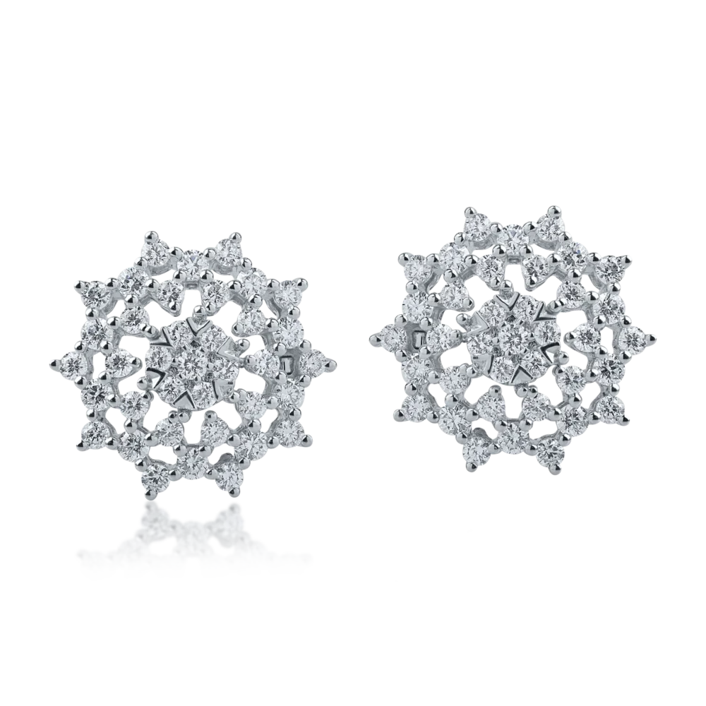 Cercei din aur alb cu diamante de 0.9ct - imagine 2