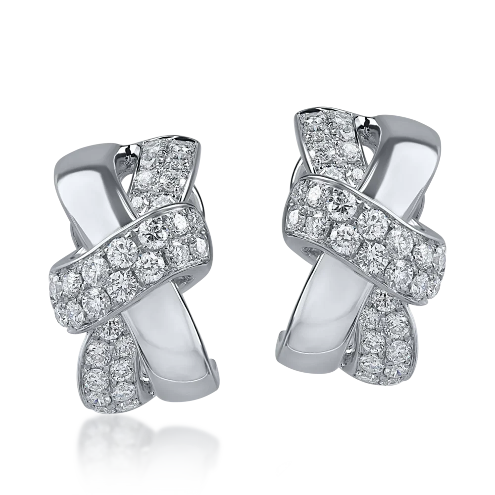 Cercei din aur alb cu diamante de 1.05ct - imagine 2