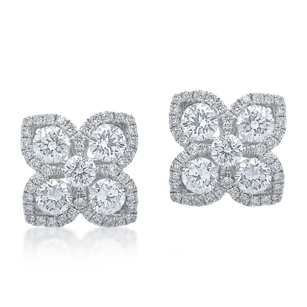 Cercei din aur alb cu diamante de 1.08ct - imagine 2