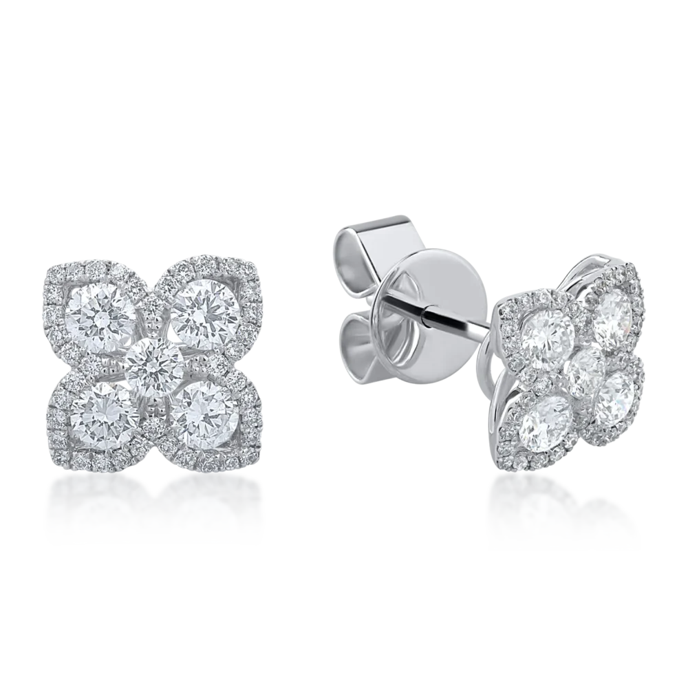 cercei din aur alb cu diamante