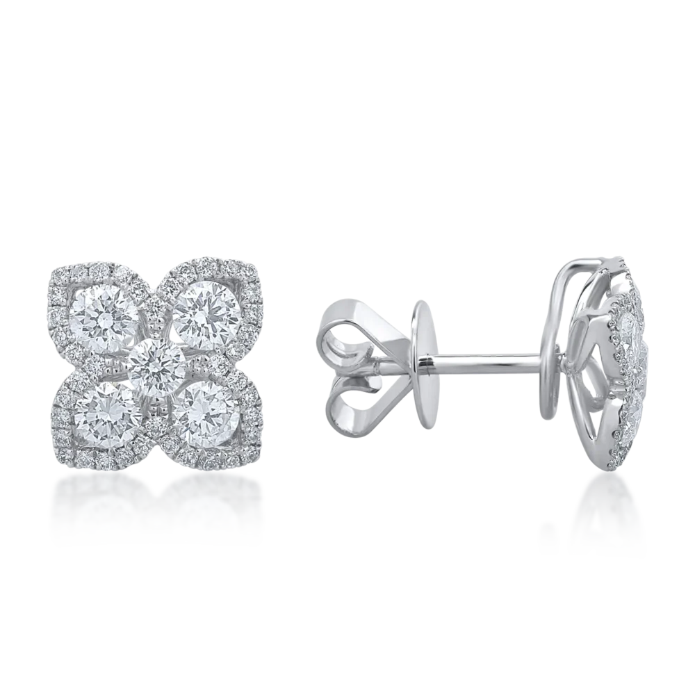 Cercei din aur alb cu diamante de 1.08ct - imagine 3