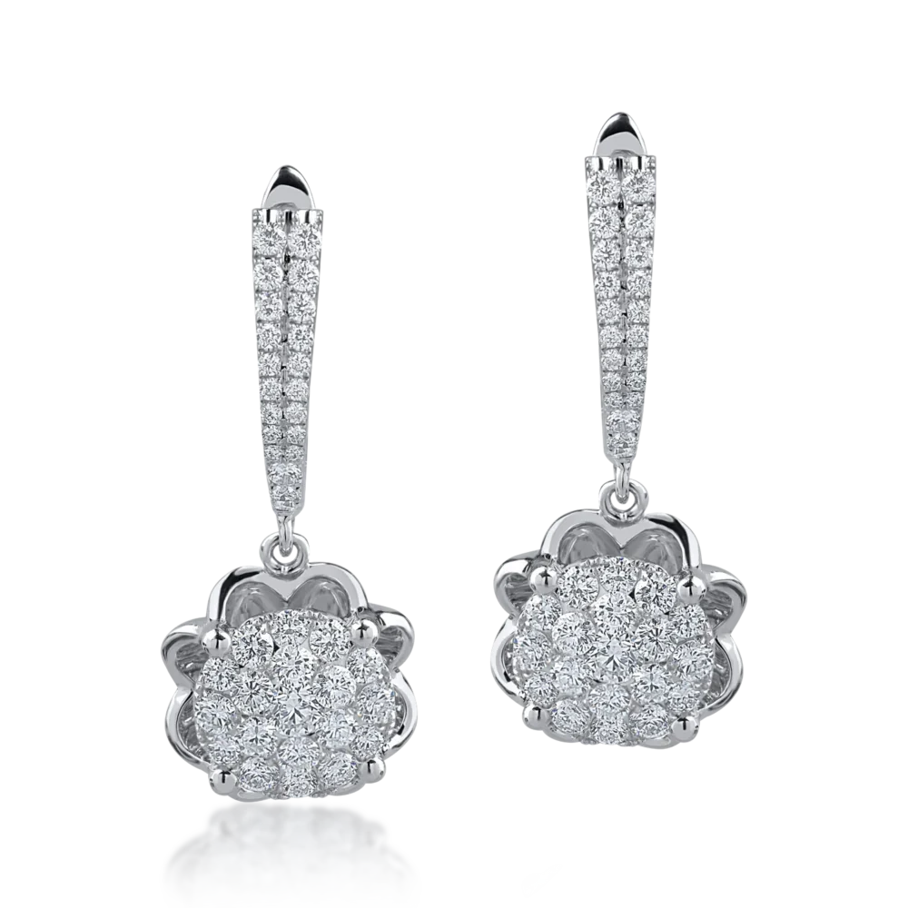 Cercei din aur alb cu diamante de 1.08ct - imagine 2