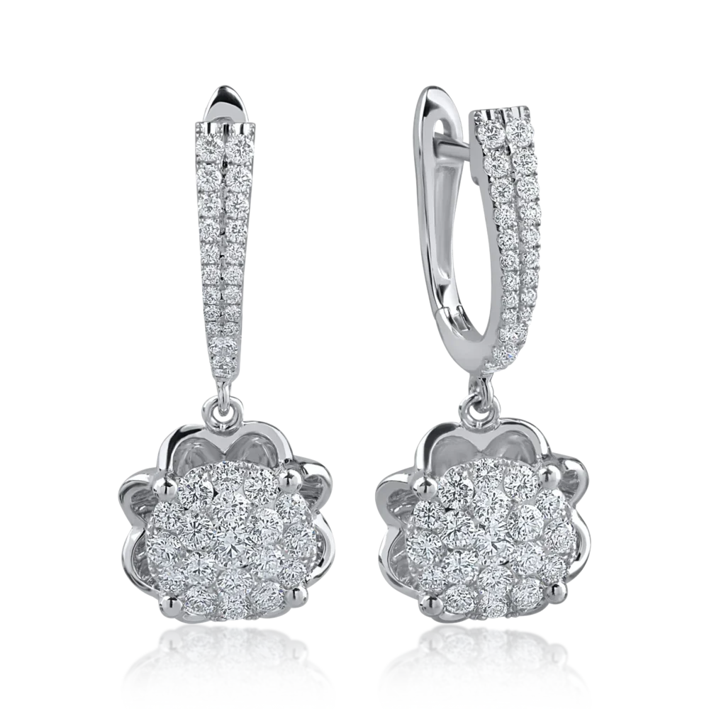 Cercei din aur alb cu diamante de 1.08ct