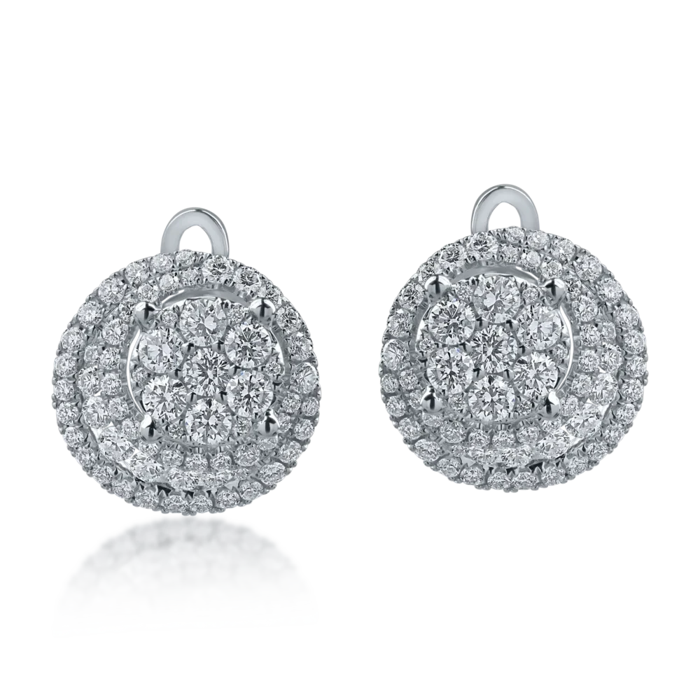 Cercei din aur alb cu diamante de 1.08ct - imagine 2