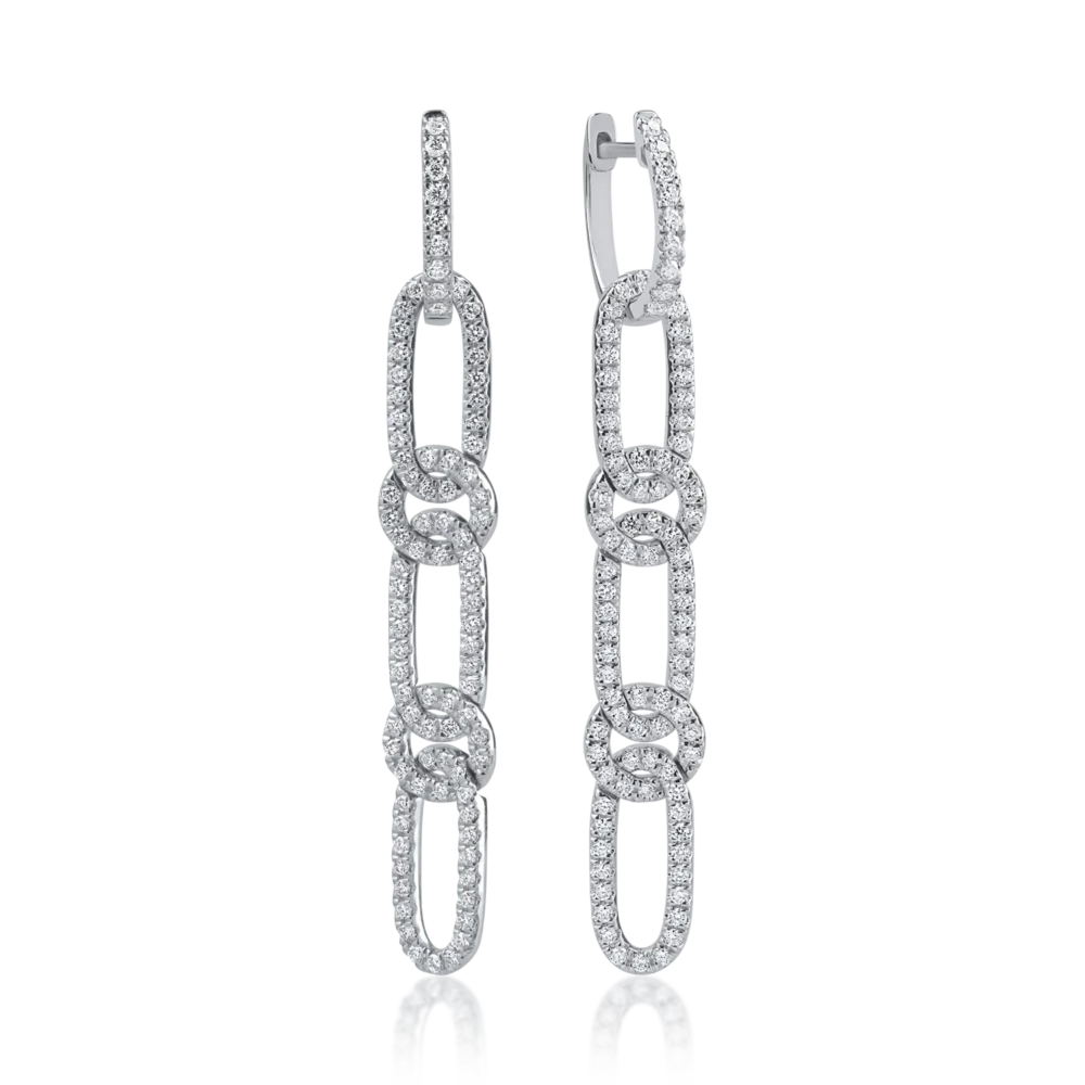 Cercei din aur alb cu diamante de 1.12ct