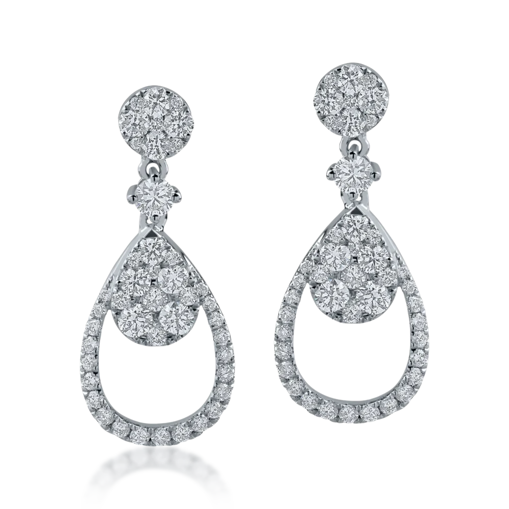 Cercei din aur alb cu diamante de 1.142ct - imagine 2