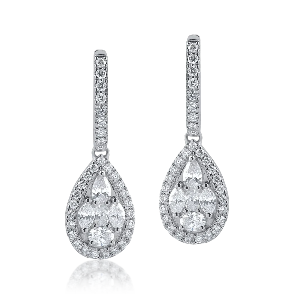 Cercei din aur alb cu diamante de 1.14ct - imagine 2